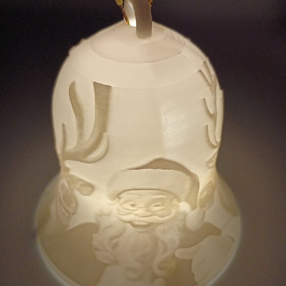 3D Printed Santa Lithophane Lighted Bell, Christmas Night Light, Christmas Gift - Picture 2 of 5